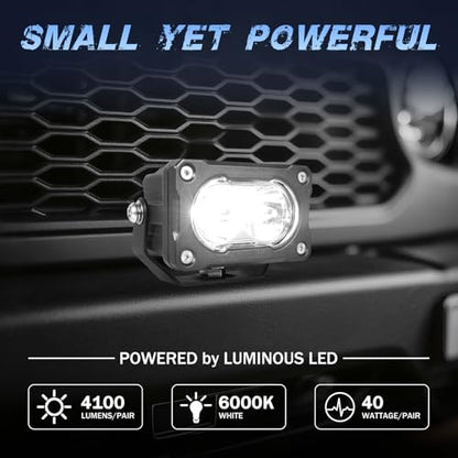 LED Pods, 2Pcs 40W 3 Inch Driving Lights Off Road Spot Lights Small LED Fog Light Pods Reverse Bumper Light for Truck Motorcycle UTV ATV Boat Surron - color: White Spot Lights