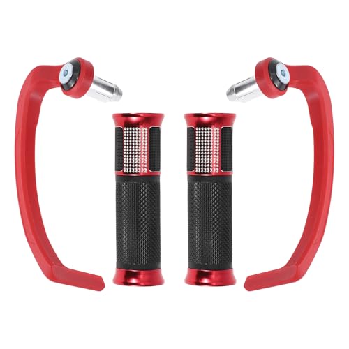 7/8" 22mm 15/16" 24mm Motorcycle Hand Grips Cover Kit Aluminum Alloy Rubber Handlebar End Grips Red 1 Set - color: Red