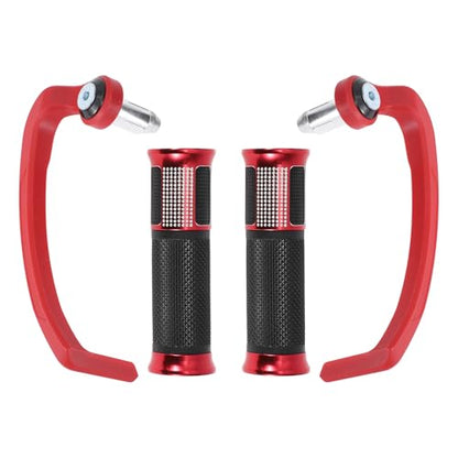 7/8" 22mm 15/16" 24mm Motorcycle Hand Grips Cover Kit Aluminum Alloy Rubber Handlebar End Grips Red 1 Set - color: Red
