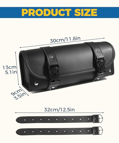 Motorcycle Handlebar Bag,Car Accessories Motorcycle Tool Bag,Pu Leather Motorcycles Fork Bag,Autobikes Side Bag with Straps,Motorcycles Bag,Autobike Storage Bag,Suitable for Most Autobike