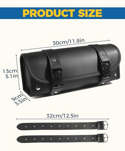 Motorcycle Handlebar Bag,Car Accessories Motorcycle Tool Bag,Pu Leather Motorcycles Fork Bag,Autobikes Side Bag with Straps,Motorcycles Bag,Autobike Storage Bag,Suitable for Most Autobike