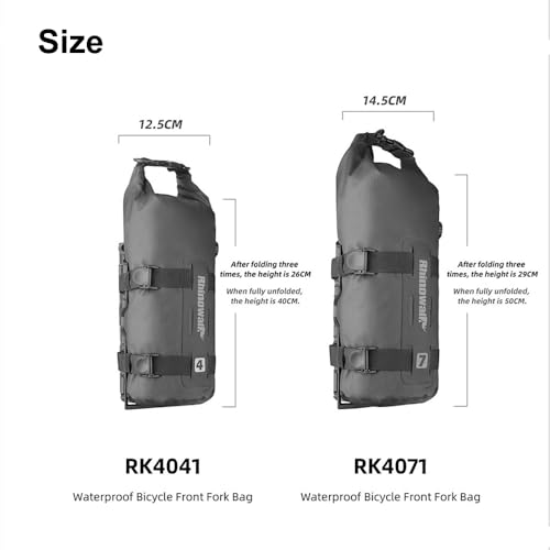 Rhinowalk Bike Front Fork Bag Waterproof Bicycle Pannier Heavy-Duty Rack Pouch with Air Valve and Reflective Design, Cycling Bag for Mountain Bike & E-Scooter (4L,1pc Black) - size: 4L