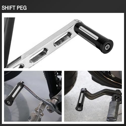 Motorcycle Extended Shifter Peg Toe Foot Shift Peg for Harley Softail Sportster Dyna Touring Road King Street Glide Road Glide Fat Bob (Black white) - color: Black white