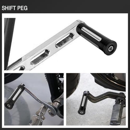 Motorcycle Extended Shifter Peg Toe Foot Shift Peg for Harley Softail Sportster Dyna Touring Road King Street Glide Road Glide Fat Bob (Black white) - color: Black white