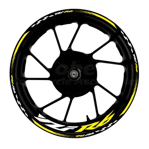 Awonderful 17"Wheel Rim Stickers For Yamaha YZF R6 1998-2016,Yellow | Reflective Vinyl Wheel Stripe Kit. Waterproof, Self-Adhesive Decals, Decorate Motorcycle Wheel Rims, Easy to Paste - color: Yellow