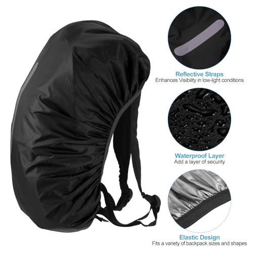 PATIKIL Waterproof Backpack Rain Cover, Non-Slip Backpack Cover with Vertical Reflective Strap Stay Dry for Hiking, Camping, Hunting - color: Black, size: Small