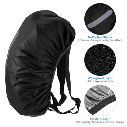 PATIKIL Waterproof Backpack Rain Cover, Non-Slip Backpack Cover with Vertical Reflective Strap Stay Dry for Hiking, Camping, Hunting - color: Black, size: X-Small