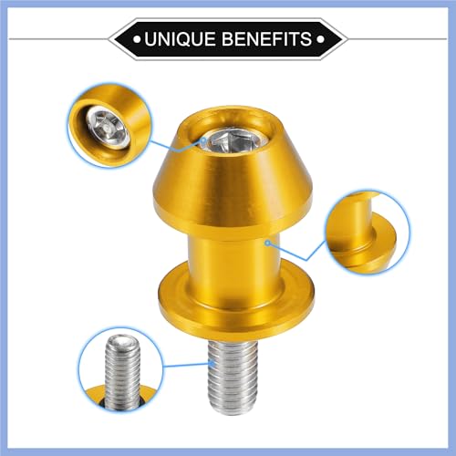 1 Pair Swingarm Spools, 8mm M8x1.25 CNC Swing Arm Spools Sliders Stand Universal for Motorcycle Durable Aluminum Gold Tone Stable
