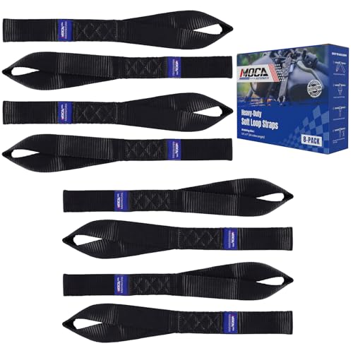 MOCA 8-Pack Soft Loop Tie Down Straps 12000 Lbs Breaking Strength 1.6 x 17 inches, Heavy Duty Tie Down Loops for Secure Trailering of Kayak, Motorcycles, ATV, UTV (8 Pieces, Black) - color: Black, size: 8-PACK
