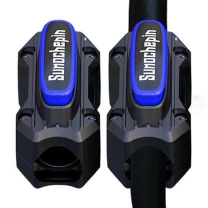Motorcycle Engine Bumper Block - 2 Engine Anti Scratch Crash Bar Block, Anti Drop Frame Protector | Bumper Anti Fall Block, Anti Collision Engine Protection Boost for 0.78-1.02in Pipe Diameter - color: Black blue