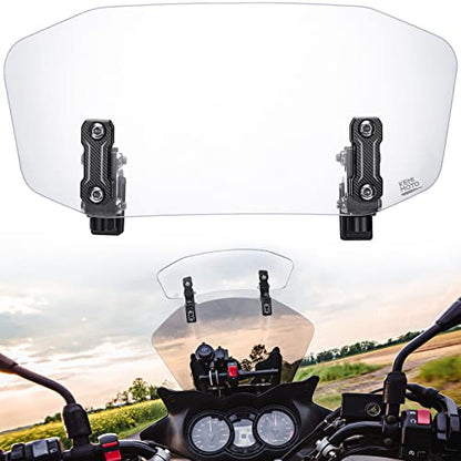 KEMIMOTO Motorcycle Windshield Upgraded Aluminum Metal Heightened Windshield Extension Spoiler Clip Universal Adjustable Extension Clips Clear - color: Clear