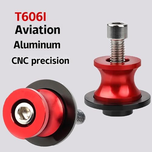 FREAXLL 10MM M10x1.25 Swingarm Spools Sliders Stand Universal Red for KAW&-ASA*KI NINJA 250 400 650 Z750 V&-ersys 650 1000 CFMOTO 450NK 450SR 450MT 650NK 700CL_X - color: Aluminum red