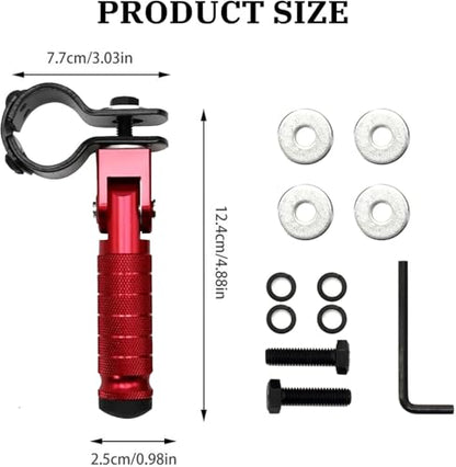 XINGWU M8 Motorcycle Foot Pegs 90 Degree Foldable Footpegs CNC Anti-Skid Footrest Universal for Yamaha Honda Suzuki Aprilia Electric Car Motorbike Mini Bike Dirt Pit Bike Passenger Pedal (Red) - color: Red
