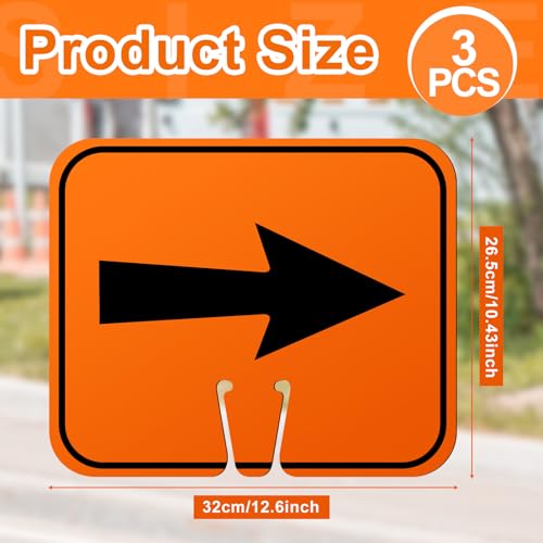 Geetery 3 Pcs Traffic Arrow Orange Detour Signs, Road Cone Top Directional Left Right Go Straight Arrows Sign for Road Barricade Outdoor Construction (Left & Right) - style: Left & Right