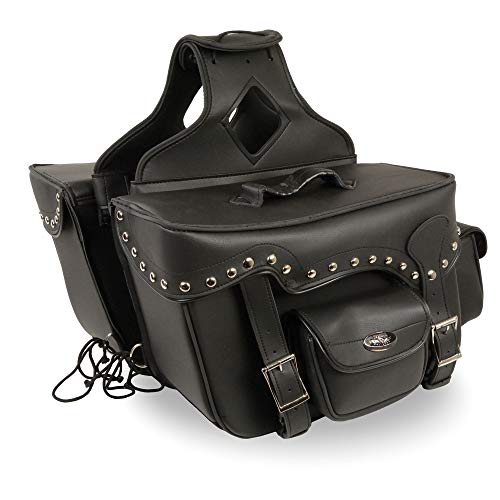 Milwaukee Performance Double Strap Black Pvc Throw Over Motorcycle Saddlebags (Studded)
