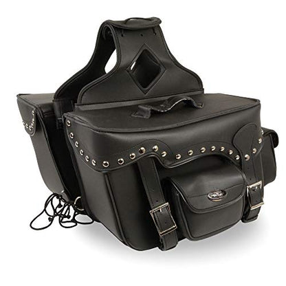 Milwaukee Performance Double Strap Black Pvc Throw Over Motorcycle Saddlebags (Studded)