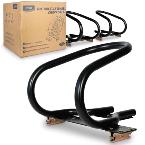 UPTOP Motorcycle Wheel Chock Steel for E-Track/X-Track System, Fits Up to 7” Wide Tires
