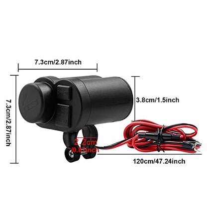 Motorcycle Cigarette Lighter with Switch Cigarette Butt Dual USB2.5A Waterproof Motorcycle Multi-function Charger