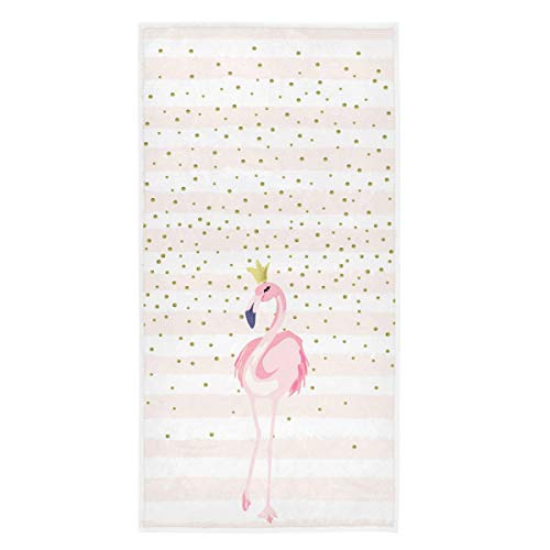 Naanle Beautiful Flamingo with Crown Golden Dots Soft Highly Absorbent Guest Large Home Decorative Hand Towels Multipurpose for Bathroom, Hotel, Gym and Spa (16 x 30 Inches) - color: Flamingo