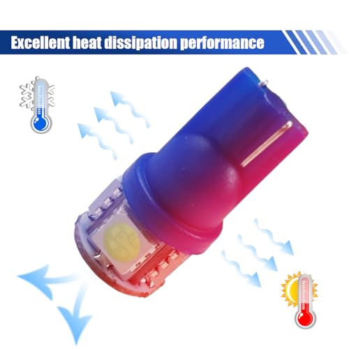 Craedli 2PCS 194 LED Light Bulbs, 12V T10 2825 168 Car License Plate Lights with 5SMD 5050 Chips, 6000K Ice Blue Bright Wedge Base Lamp Replacement for Car Interior Dome Map(Blue) - color: Blue