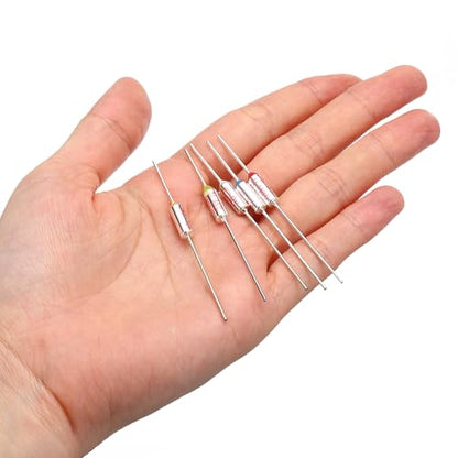 MECCANIXITY 10 Pcs Metal Temperature Thermal Fuse SF77 77C 170.6F 10A 250V Cutoff Thermal Fuse with 20 Pcs BN1.25 Bare Terminal Butt Connector - style: SF77