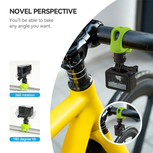 TELESIN S2 Camera 360 Flexible Mount Band Wrap Quick Release, Bike Motorcycle Handlebar Bar Tube Stick Pole Mounts Accessories for GoPro Hero 13 12 11 10 9 Insta360 X3 X4 DJI Action 5 Pro 4 Pocket 3 - color: Green