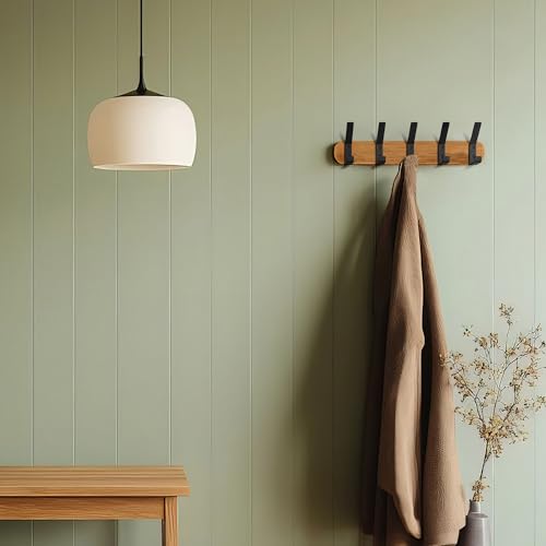 Decorative Coat Hooks For Wall Mount Set of 5 - Stylish and Sturdy Black Metal Double Hooks Are Perfect To Hang Your Jackets, Towels Or Hats - A Modern Addition To Any Farmhouse or Minimal Home Decor