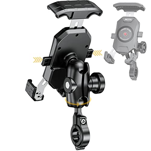 iMESTOU Anti-Theft Motorcycle Phone Mount Bike 1 Ball Phone Holder Handlebar Double Socket Arm Cellphone Holder with Aluminum 1" Ball Base 360 Rotation Universal for 4.0-7.0 Inch Smartphones - style: Double Socket Arm- No Charge Style