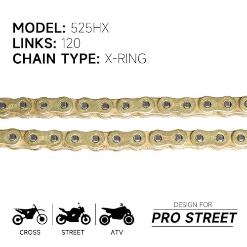 HIALKE Gold 525 X-Ring Chain 120 Links with Connecting Master Link and Chain Breaker(525HX-120L Chain Breaker Set) - size: 525HX-120L Chain Breaker Set