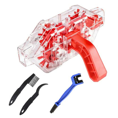 DKE&YMQ Bike Chain Cleaner Kit - Transparent bicycle chain cleaner with large and small brush tool, Deep clean chain machine for mountain and road bikes