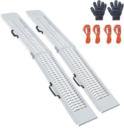 81.88 inches Long and 10.55 inches Wide Heavy Duty Folding Loading Ramp, 1500lb Capacity, Motorcycle; Lawn Mower; Snow Plough; Bikes; ATV; UTV; Golf Carts,Circular Hole, Pack of 2