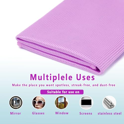 6 Pcs Glass Cleaning Cloth for Window Eyeglass Mirrors Stainless Steel - color: Purple