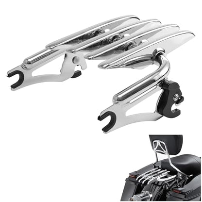 XFMT Motorcycle Chrome Detachable Stealth Two-Up Luggage Rack for Harley Touring Road King Street Glide Road Glide Electra Glide 2009-Later - color: Stealth Luggage Rack-Chrome