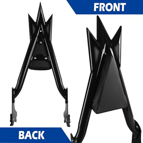 Adjustable Trident Black 27” Detachable Backrest Sissy Bar Passenger Quick Release Fits for Harley Touring Road King Electra Glide Street Glide FLHR FLHX FLHT FLTR 1997-2008 1/1/2” Tubing (Black) - color: 97-08 Black-T