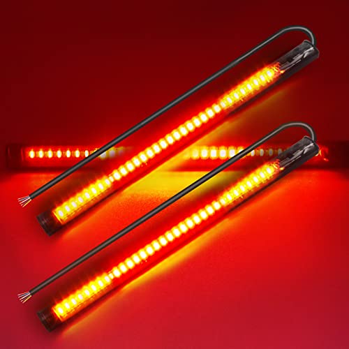 2pcs Motorcycle Tail Lights,7.8'' 4-in-1 Fuctions Motorcycle Driving Brake Turn Signal Flexible LED Strips for Davidson Harley,Motorbike,ATV,RV,SUV,CAR.(2-Pack). - color: 7.8 inch Red+Amber 48LEDs