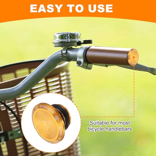 HARFINGTON Bar End Plugs Aluminum Handlebar End Caps Bike Plugs with Matching Rings for MTB Road BMX Fixed Gear Bike, Gold - color: Gold