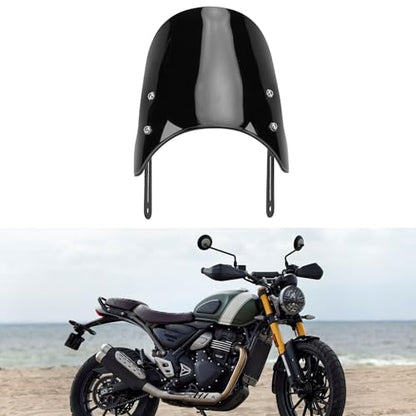 Motorcycle , Black Wind Deflector PMMA Panel Front Wind Deflector with Mount Bracket for Scrambler 400X 2023-2024, for Speed 400 2023-2024, for Street Scrambler 900 - size: Black