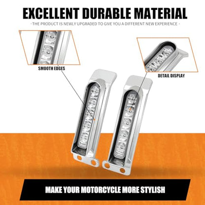 LED Filler Panel Lights Rear Fender Light Turn Signals Fit for Harley Touring Road Glide FLTR Electra Glide FLHT Road King FLHR Ultra Limited FLHTK 2014-2024 (Chrome Housing Clear Len) - color: Chrome Housing Clear Len