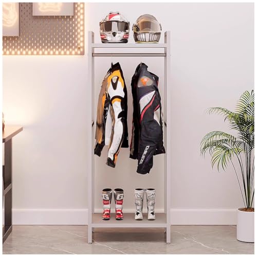 Floor Standing Motorcycle Helmet Holder, Large Helmet Stand, 3 in 1 Gear Storage Rack, Display Shelf for Accessories, Jacket, Gloves and Boots(65x40x170cm) - color: Gray, size: 65x40x170cm