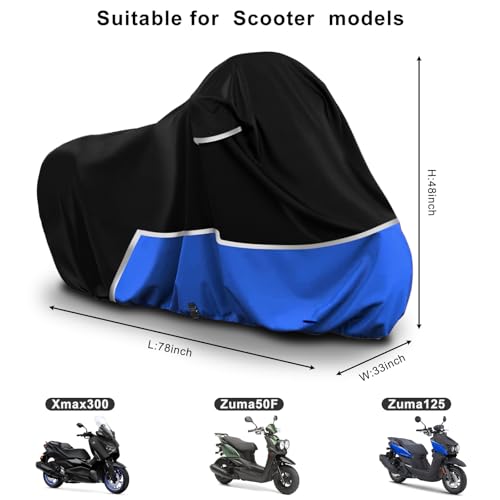 Waterproof Motorcycle Cover Compatible with Yamaha Zuma 125/Xmax 300 Scooter Models, 420D Oxford Cloth Motorcycle Cover for Snow Rain Dust Protection - size: Zuma 125/XMAX-Black