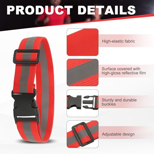 Reflective Safety Belt, Adjustable High Visibility Glow Belt Outdoor Running Gear Accessories - color: Bright Red