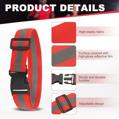 Reflective Safety Belt, Adjustable High Visibility Glow Belt Outdoor Running Gear Accessories - color: Bright Red