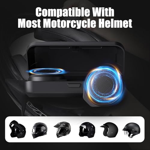 OBEST Motorcycle Bluetooth Headset with Charging Case, Helmet Bluetooth Speaker with Microphones & LED Display, 1900mAh Battery with 50Hours Work Time Wireless Headsets for Riding and Skiing