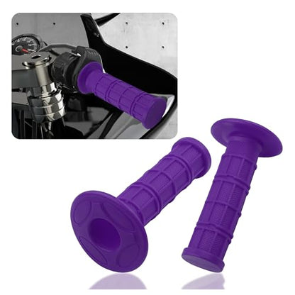 2PCS Motorcycle Grips,Anti-Slip Rubber Dirt Bike Grips with 7/8" Left & 1" Right Compatible with CRF KXF,Universal Motorcycle/Bike Handlebar Grips for Women & Men (Purple) - color: Purple