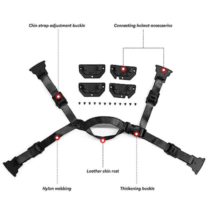 Tactical Helmet Chin Strap Adjustable Dial 4 Points Suspension System with Bolts and Screws for Tactical Fast MICH Bump Helmet Accessory - color: Style 3-Black