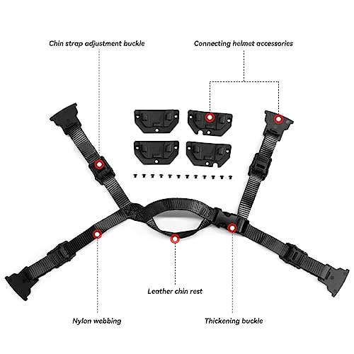 Tactical Helmet Chin Strap Adjustable Dial 4 Points Suspension System with Bolts and Screws for Tactical Fast MICH Bump Helmet Accessory - color: Style 3-Black