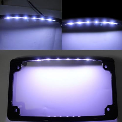 Curved LED License Plate Frame with Illumination Light Compatible with Harley, 12° Curved Design - color: Black