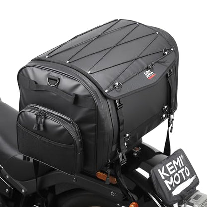 KEMIMOTO Motorcycle Travel Luggage Bags, 60L Expandable Large Capacity Motorcycle Tail Bag, Waterproof Rear Rack Trunk, Motor Pannier Bag with Rain Cover and Straps - size: 60L