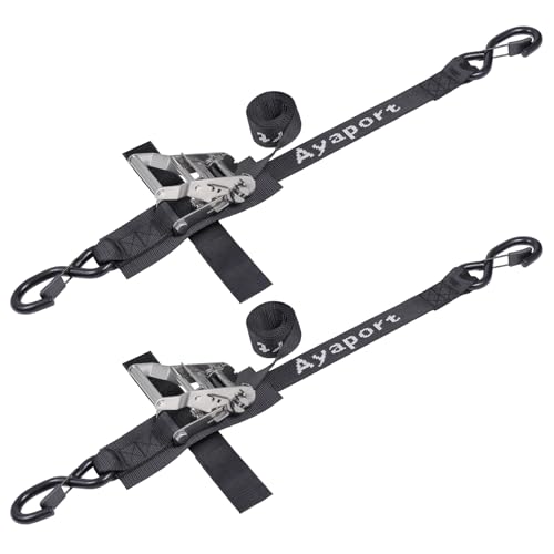 Ayaport Boat Tie Down Straps to Trailer (Stainless Steel Ratchet) 5 Feet, 4400lbs Break Strength Heavy Duty Ratchet Boats Straps, Boat Transom Trailer Accessories for Boating Safety - size: 1.5" x 5' -Stainless
