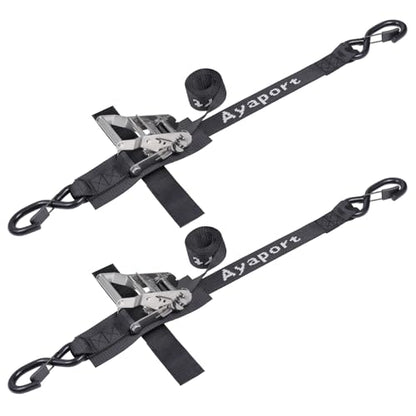 Ayaport Boat Tie Down Straps to Trailer (Stainless Steel Ratchet) 5 Feet, 4400lbs Break Strength Heavy Duty Ratchet Boats Straps, Boat Transom Trailer Accessories for Boating Safety - size: 1.5" x 5' -Stainless